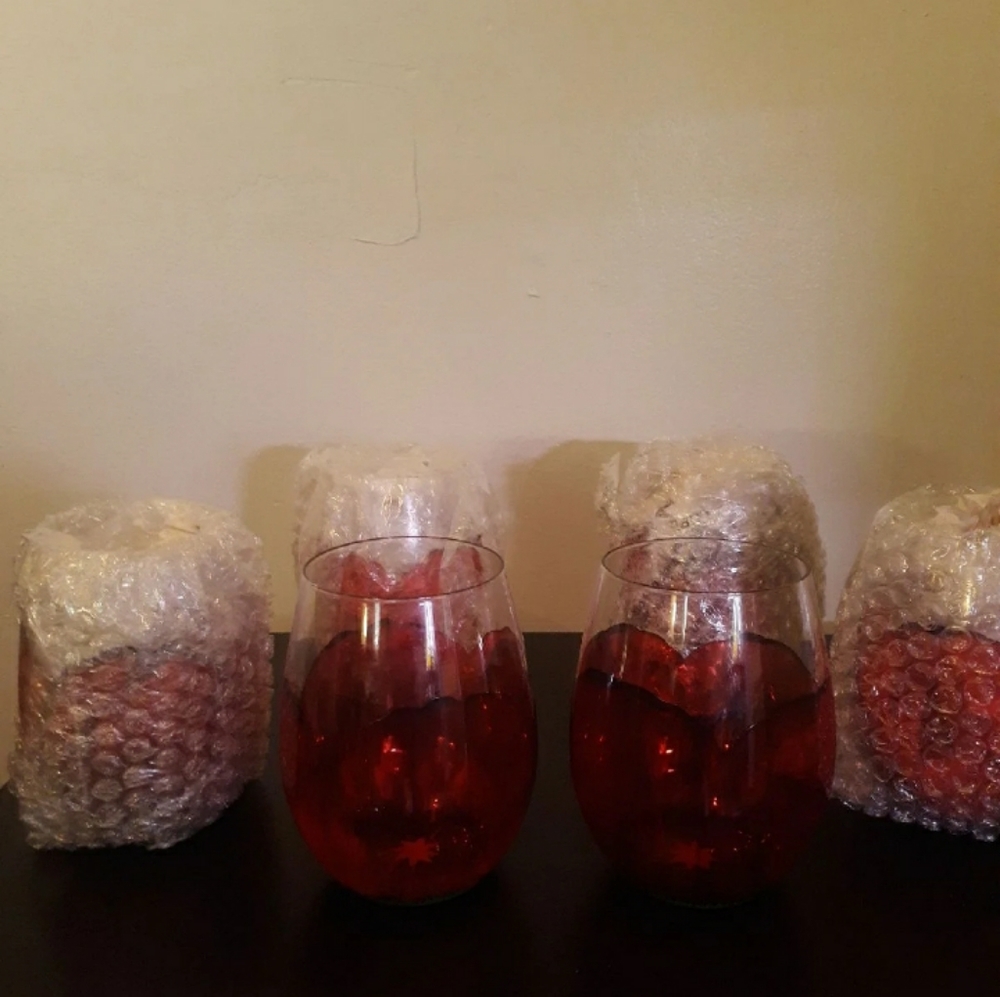 Set of 6 Handpainted Poppy Flower Glasses